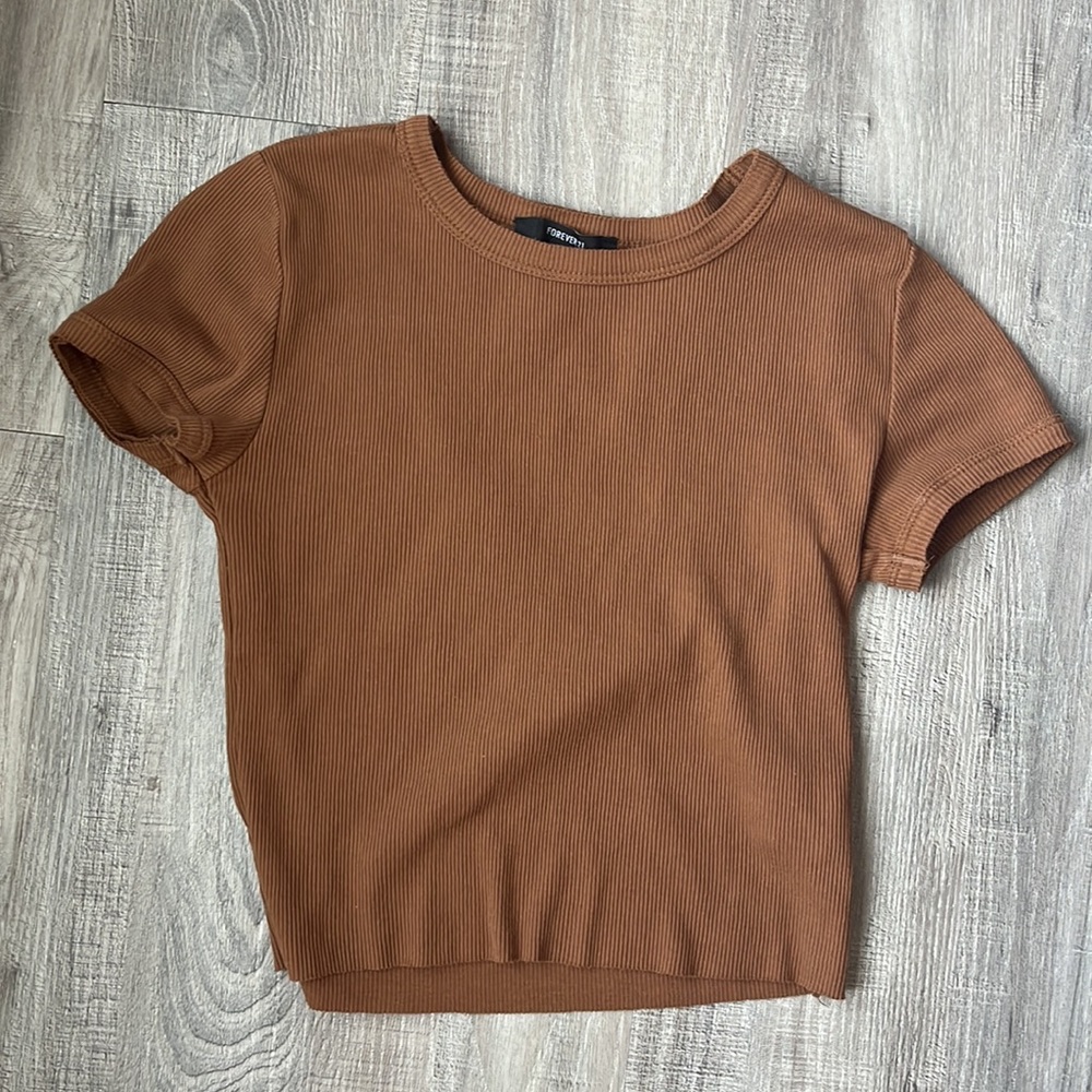 Tight-Fitting Forever 21 Plain Brown Top
